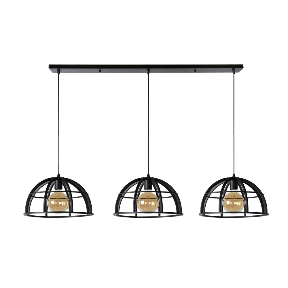 Lampe pendante à 3 lampes Dikra Industrial Black