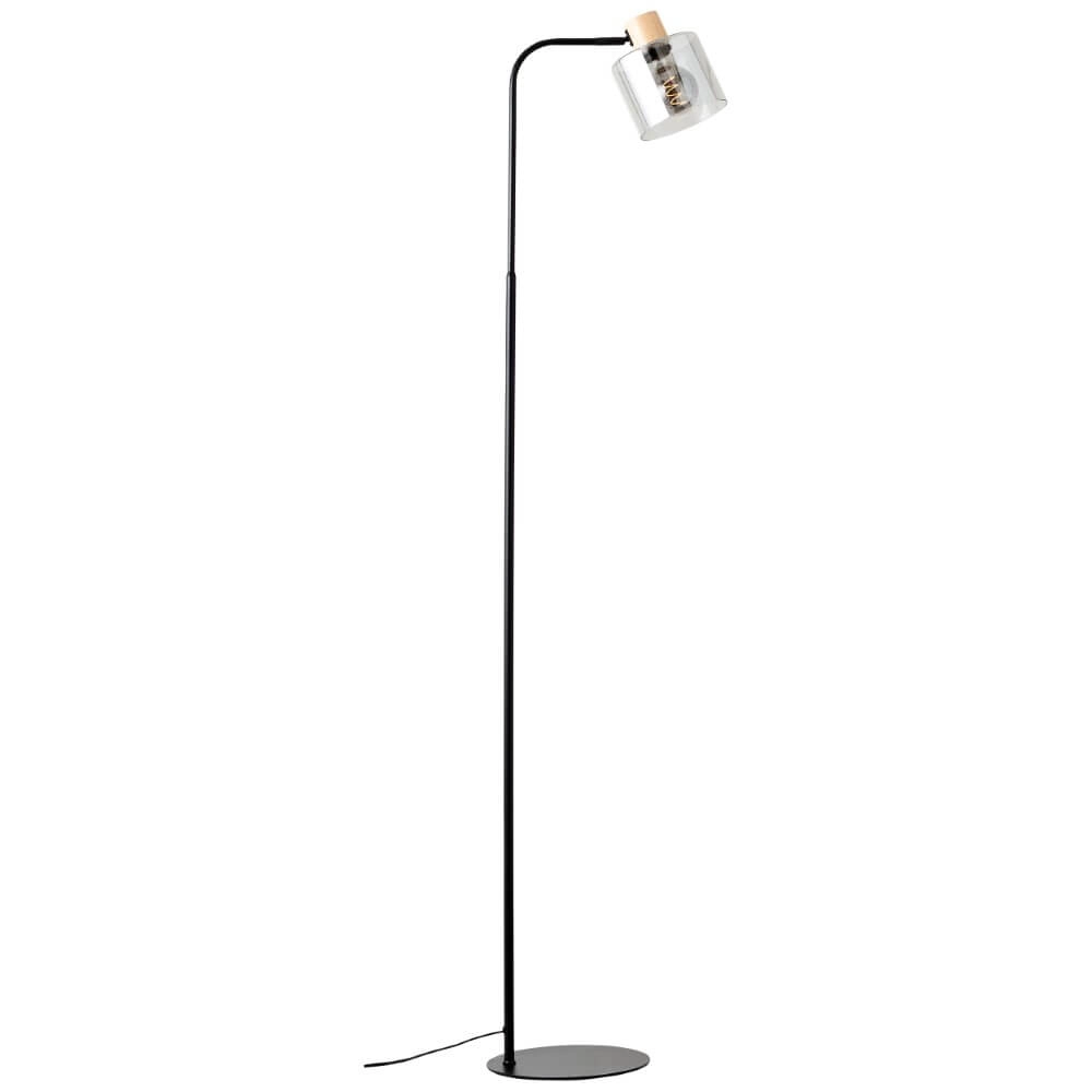 Lampe sur pied Weald noir avec du bois Brilliant 4004353419270