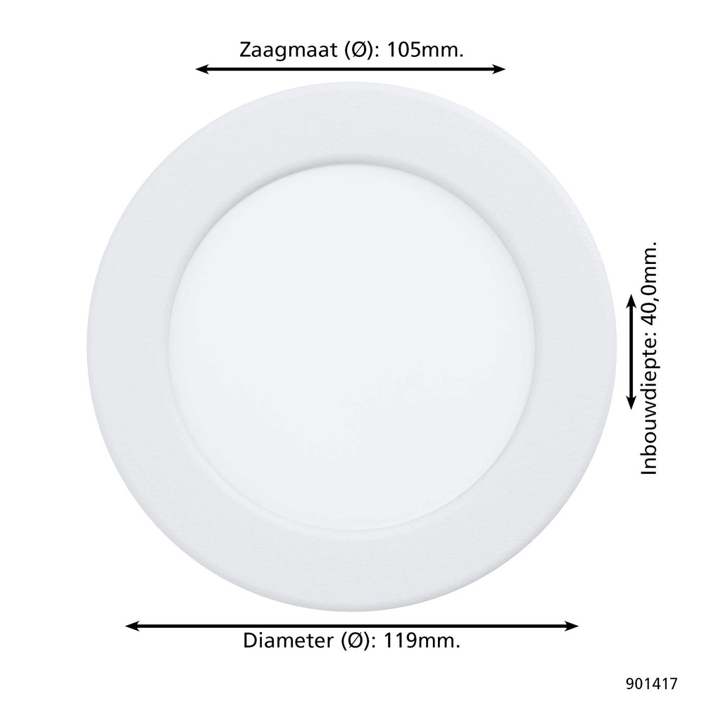 Lampe encastrée IP44 Fueva 6 rond - blanc - Ø 11,9cm Eglo 9008606330942