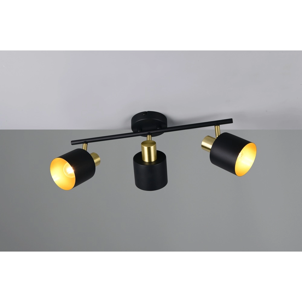 Plafonnier Eva 3 lumières noir avec or Trio 4017807654660