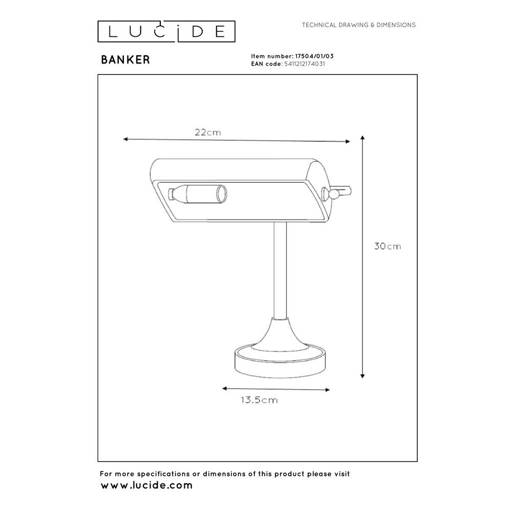 Lampe de bureau Banker bronze Lucide 5411212174031