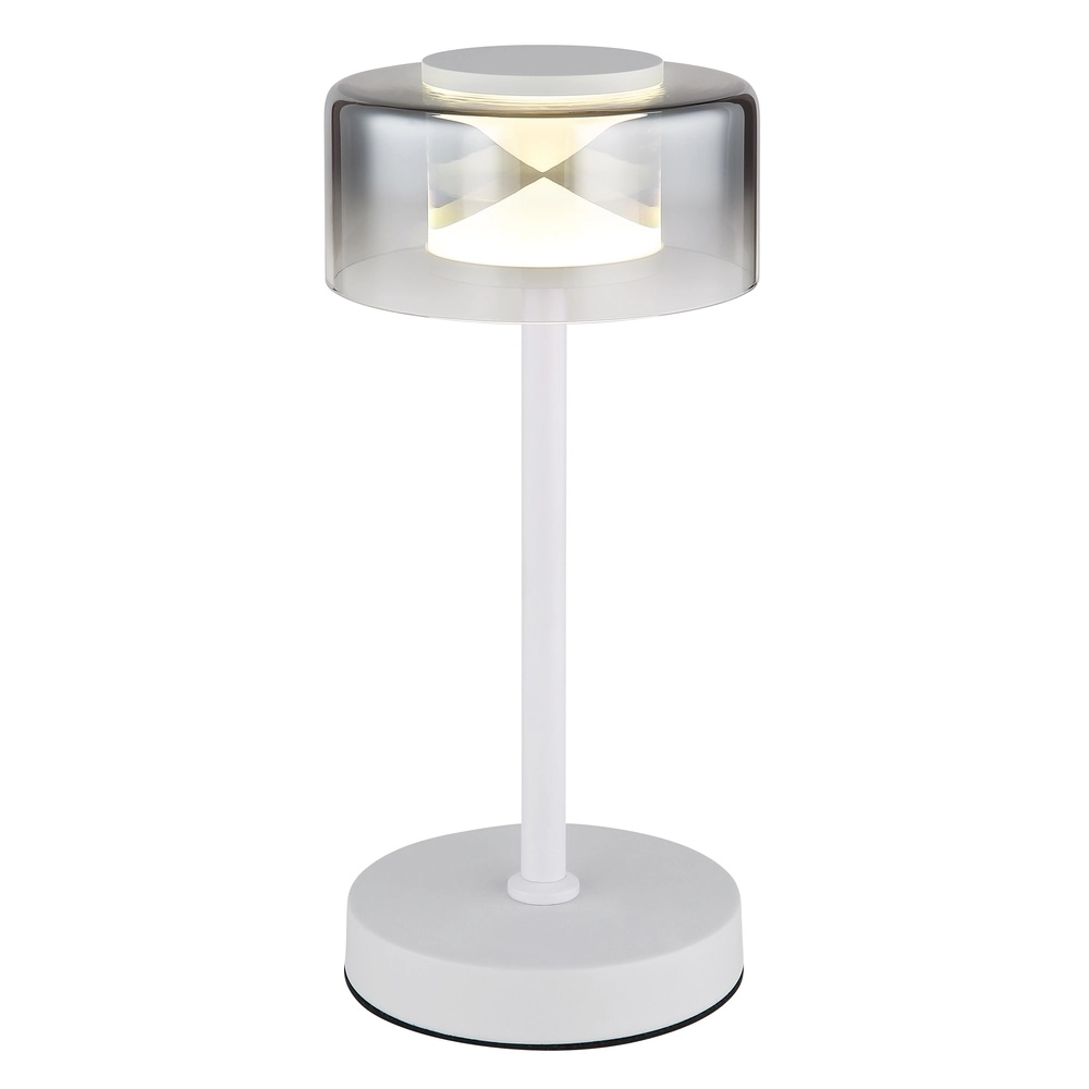 Lampe de table de conception Belinda Blanc avec verre fumé