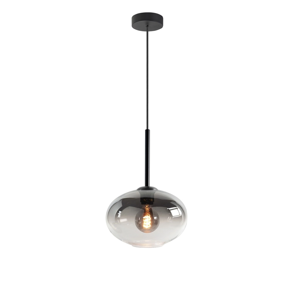 Suspension Bellini noir avec verre fumé délavé Ø 26cm Suspension Bellini noir avec verre fumé délavé Ø 26cm
