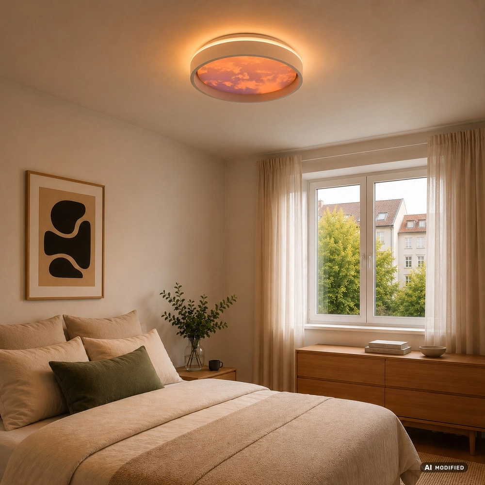 Éclairage de plafond Sky-Dream blanc avec gris Ø 39cm Brilliant 4004353473982