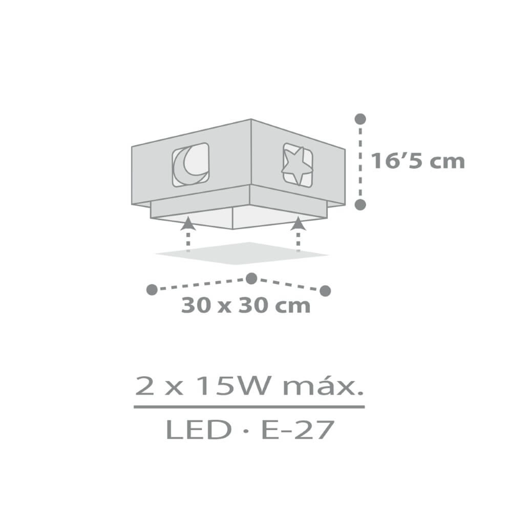 Plafonnier carré Moonlight gris Dalber 8420406632360