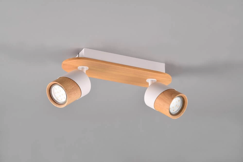 Plafonnier bois et blanc Aruni 2 lumières Trio 4017807562316