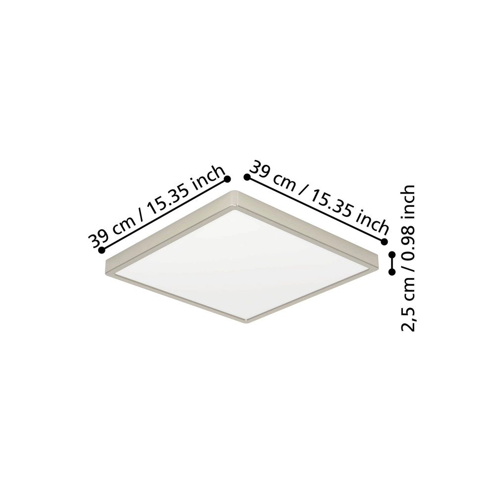 Lumière LED de plafond Fueva 6 Carré - Acier inoxydable - 39x39 cm Eglo 9008606330294