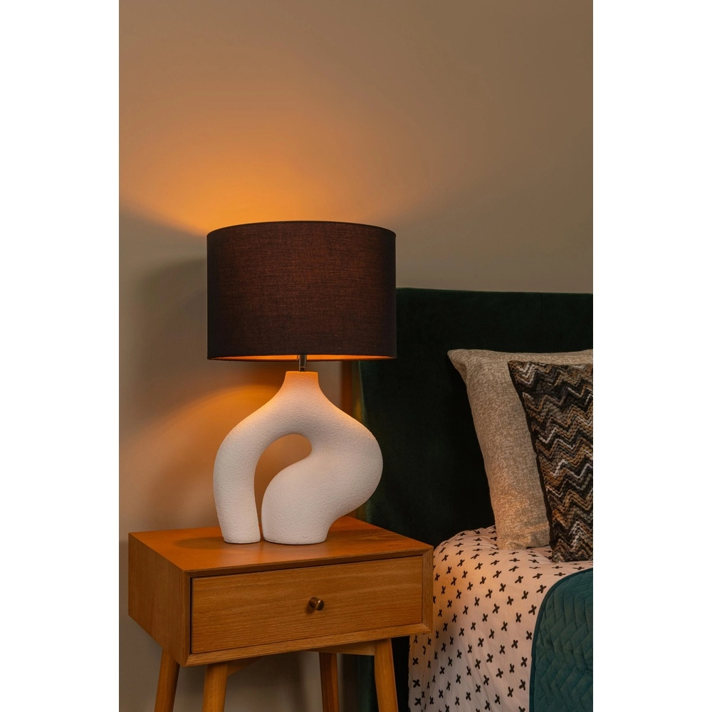 Lampe de table organique Forma Blanc avec capuche noire Lucide 5411212345820