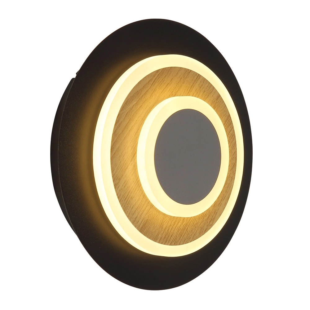 Lampe murale noire Odonell avec du bois Globo 9007371566419