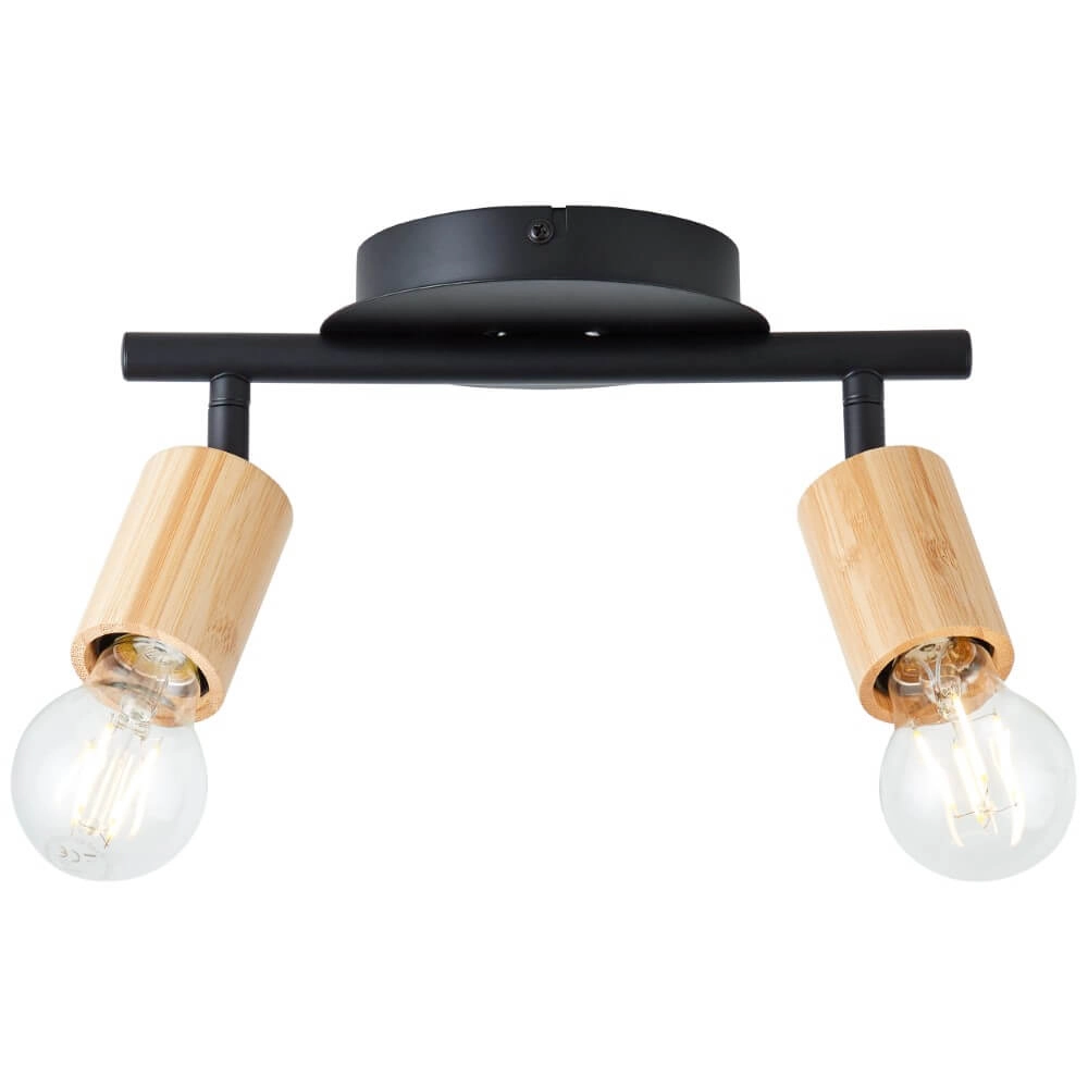 Plafonnier 2 lumières Tiffany noir avec du bois Brilliant 4004353406447