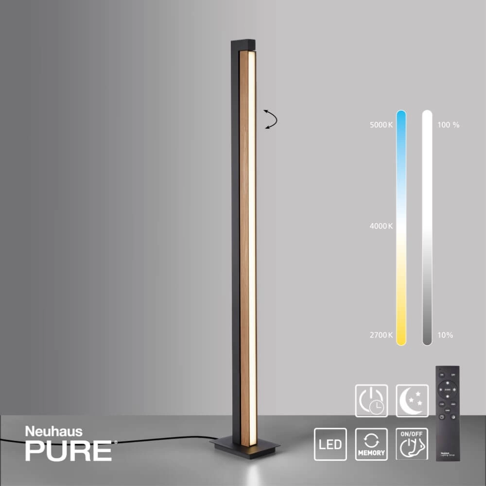 Lampadaire Pure-Lines bois Paul Neuhaus 4012248375754