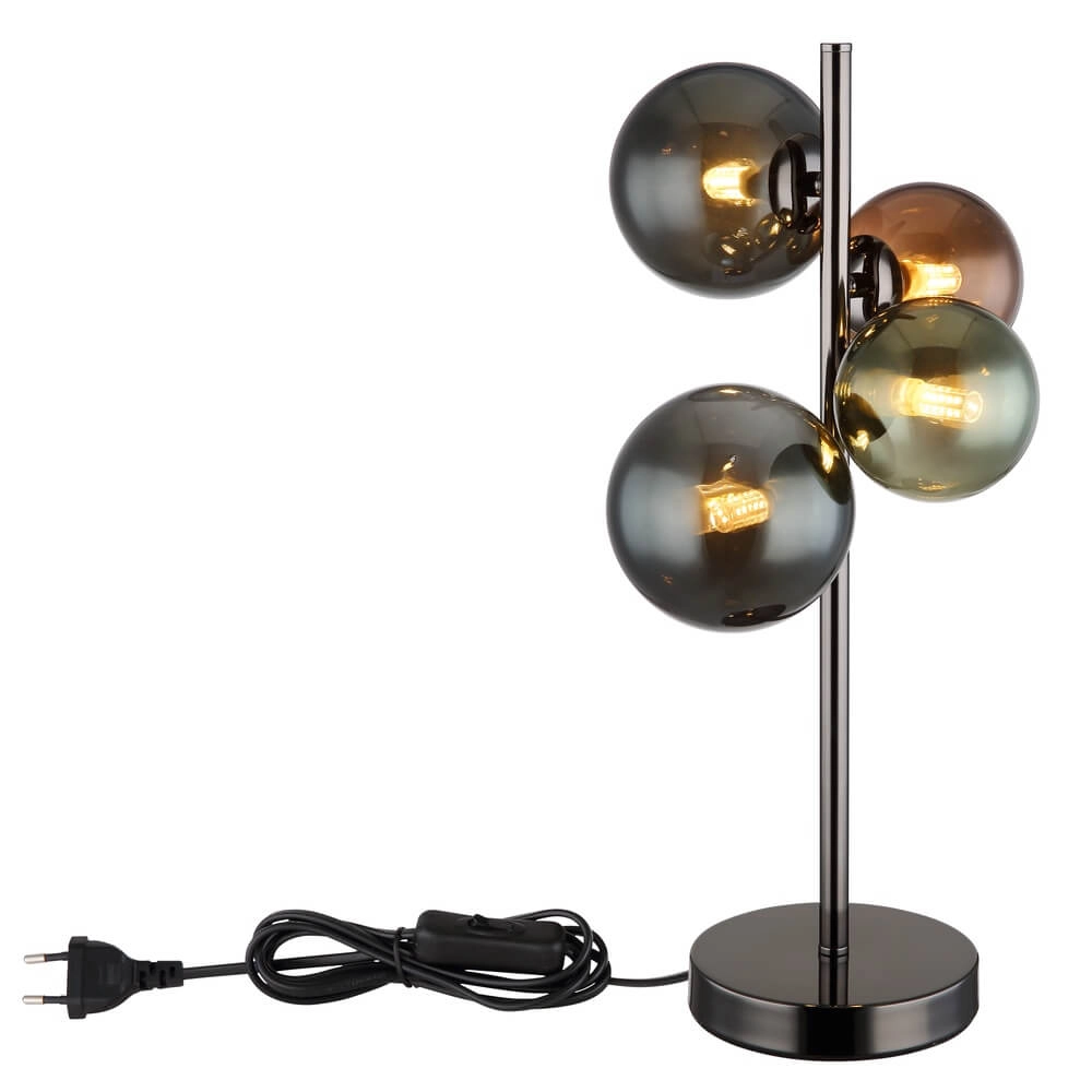 Lampe de table noire Riha Verre coloré 4 lumières Globo 9007371456109