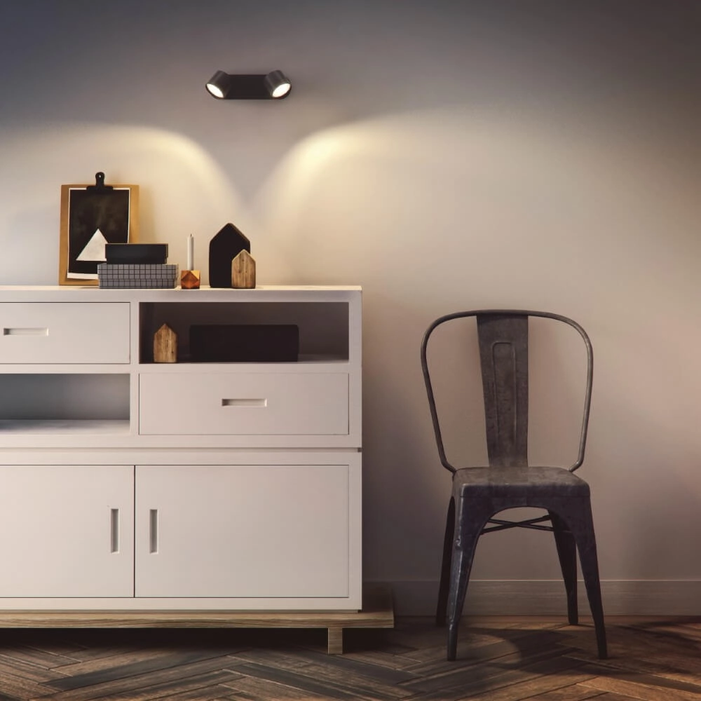 Spot de plafond LED noir Star 2 lumières Philips 8719514435391