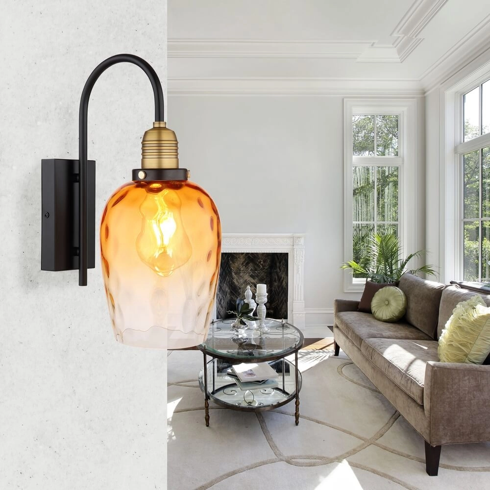 Applique murale Salvy Nid d’abeille en verre ambré Globo 9007371451609