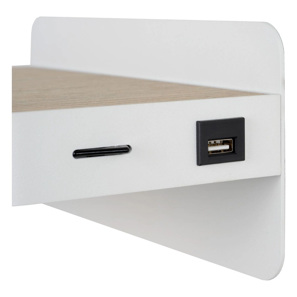 Lampe de chevet Atkin avec point de charge USB blanc Lucide 5411212770837