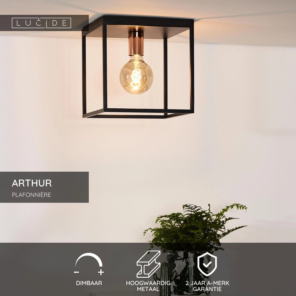 Lampe de plafond Arthur Noir Lucide 5411212082886
