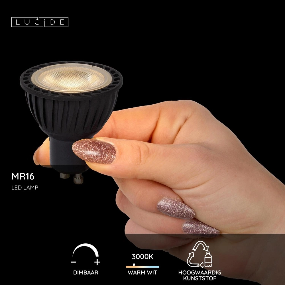 5W Led GU10 - 3000K noir dimmable Lucide 5411212490643