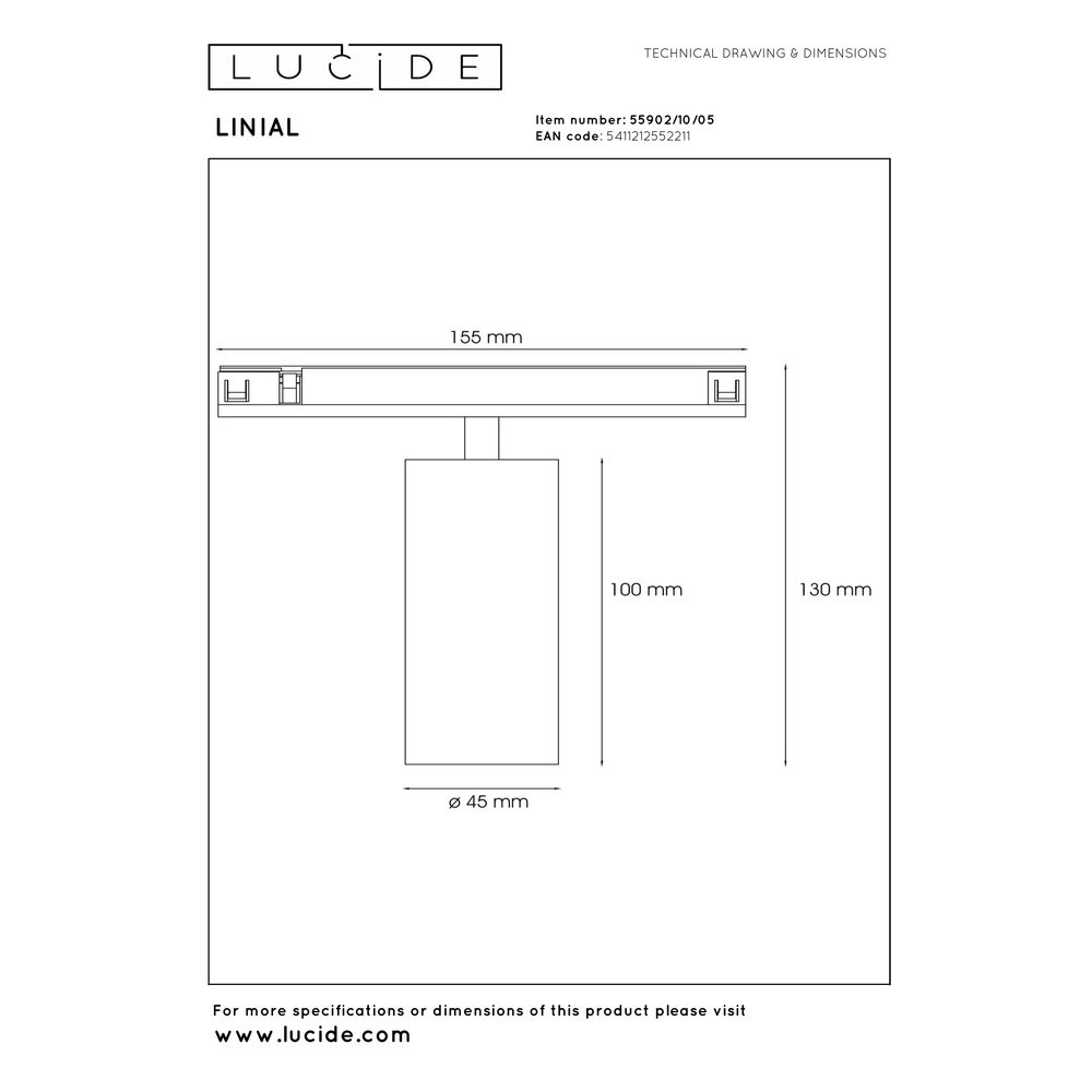 Spot sur piste monophasée Linial Mox Champagne Premium by Lucide 5411212552211