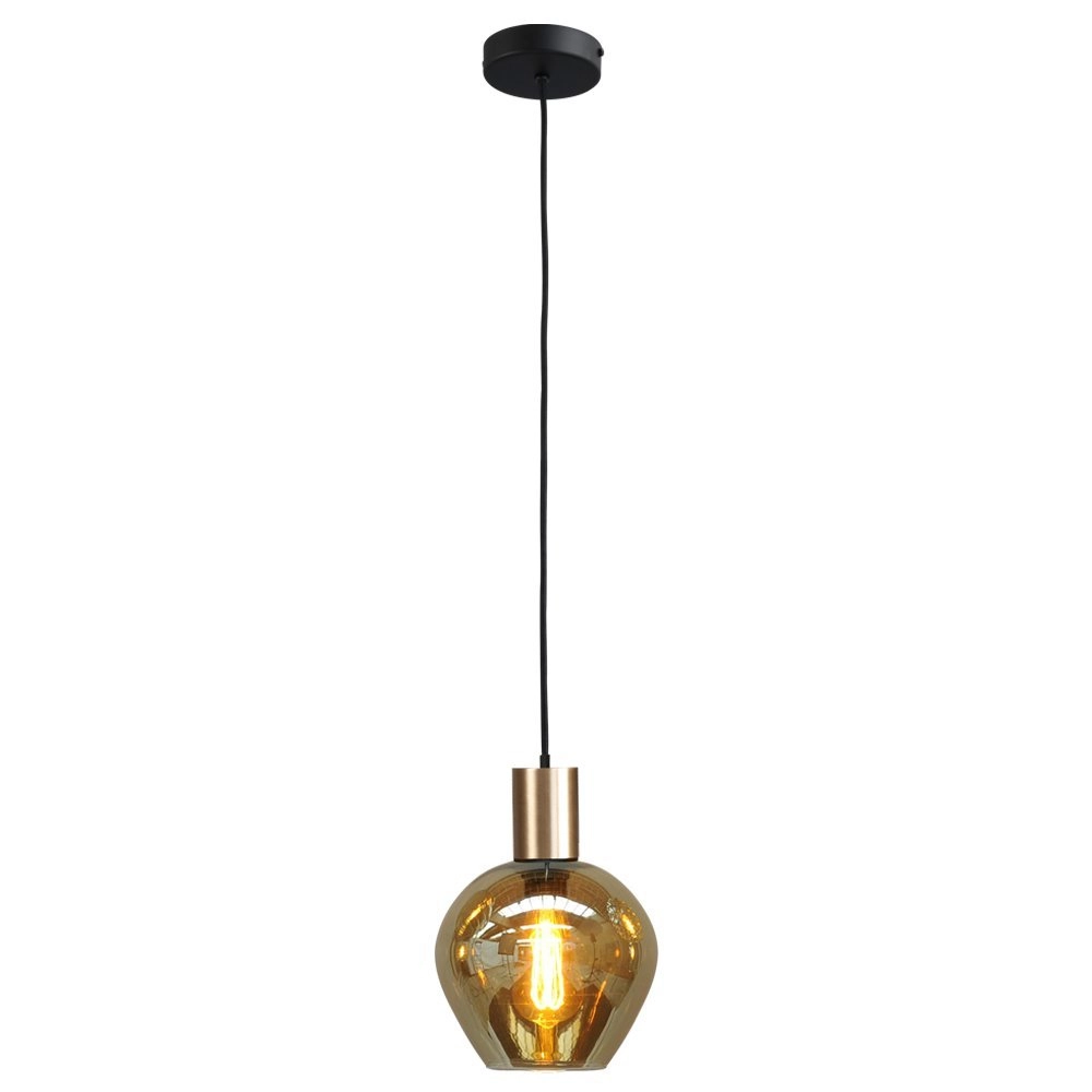 Lampe suspendue noire Bounty or avec verre rond
