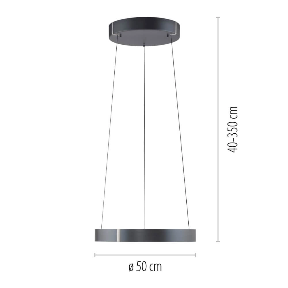 Lampe suspendue ronde Pure E-Clipse gris Ø 50cm Paul Neuhaus 4012248372319