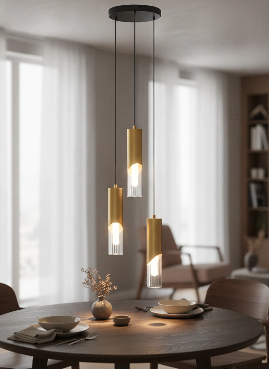 Lampe pendante de conception Modesto Ø 3 feux dorés de 25 cm