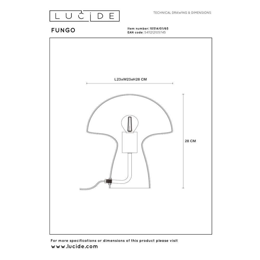 Lampe de table Fungo fumé Lucide 5411212105745