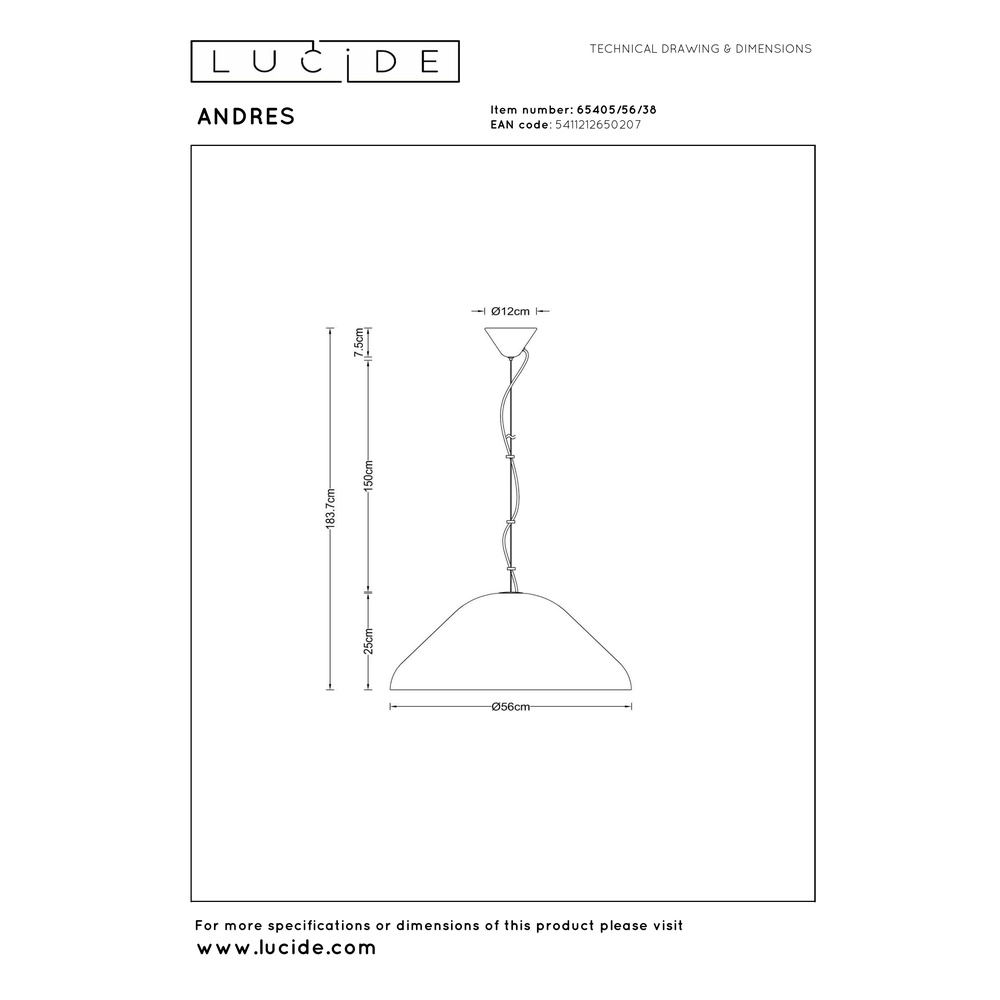 Lampe suspendue Andres crème Ø 56cm Lucide Vibes 5411212650207