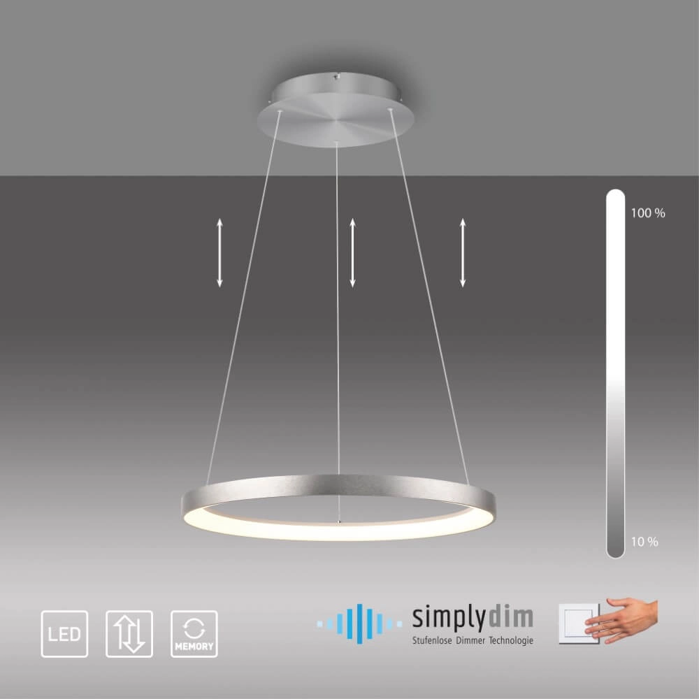 Lampe suspendue ronde Hoop aluminium Paul Neuhaus 4012248384718
