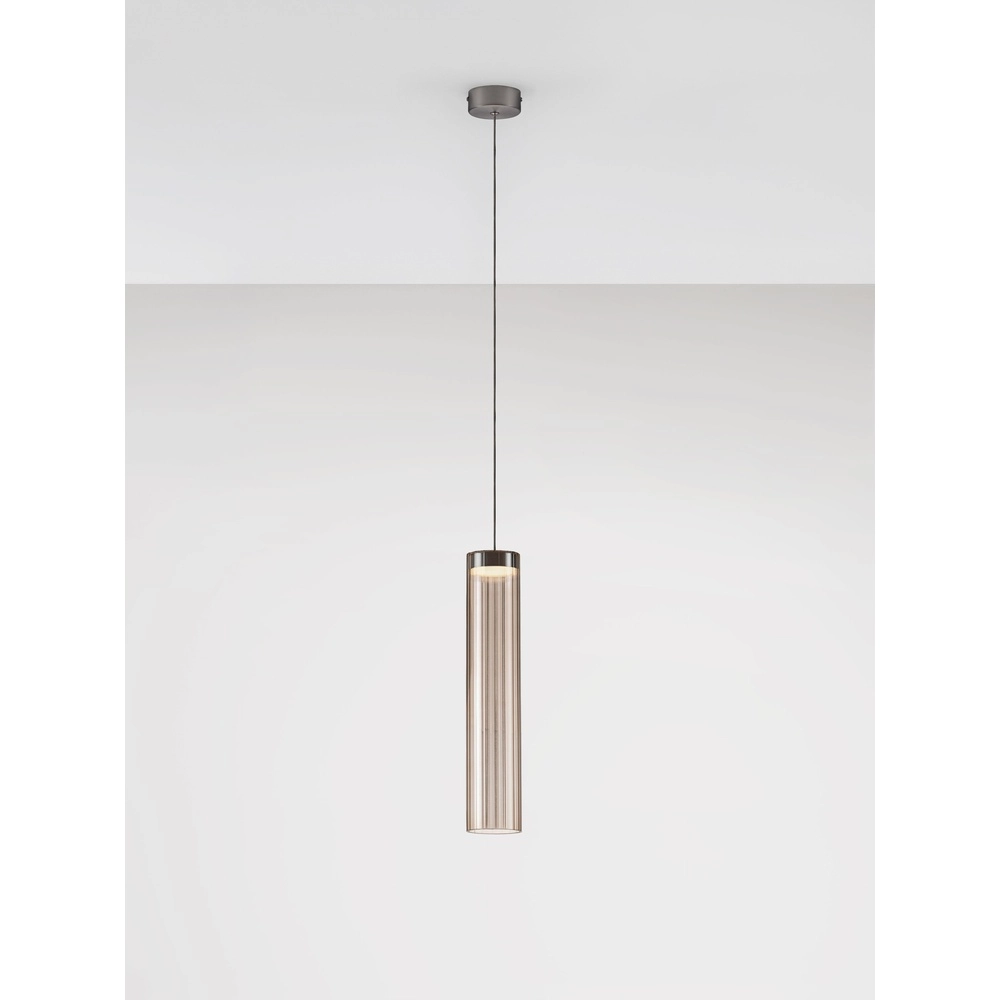 Lampe pendante de conception Brielle anthracite avec verre moka Lyora 5212017495419