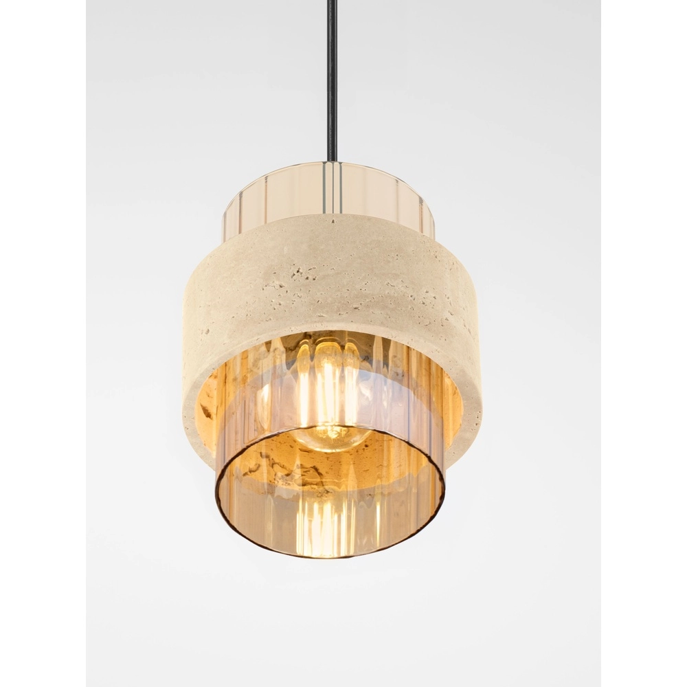 Lampe pendante moderne Melony Verre ambré avec brun sable Lyora 5212063501249