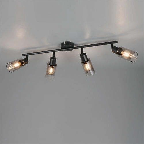 Lampe de plafond à design Mars Noir à 4 lumières