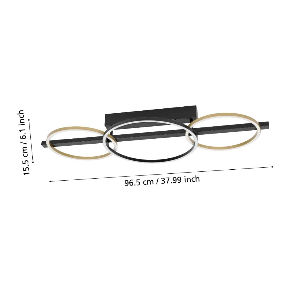 Plafonnier avec anneaux Lanacera noir avec de l'or Stars of Light 9008606221400