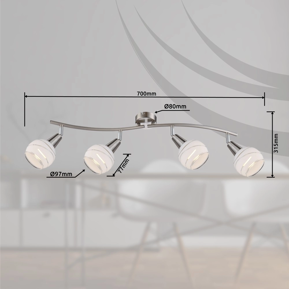 Lampe de plafond Elliott Nickel 4-léger Globo 9007371255320
