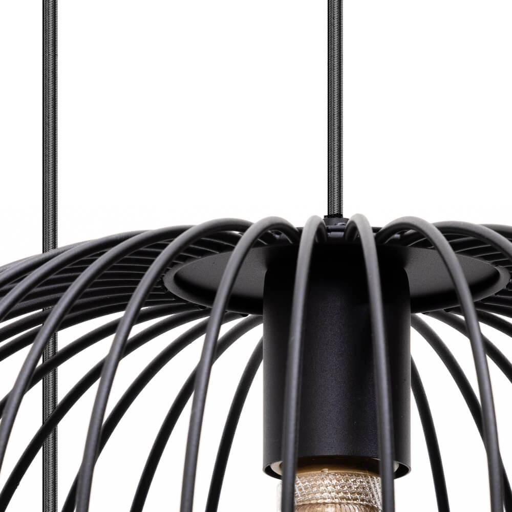 Lampe suspendue en fil de fer Wire 2 3 lumières noir ETH 8720195302001