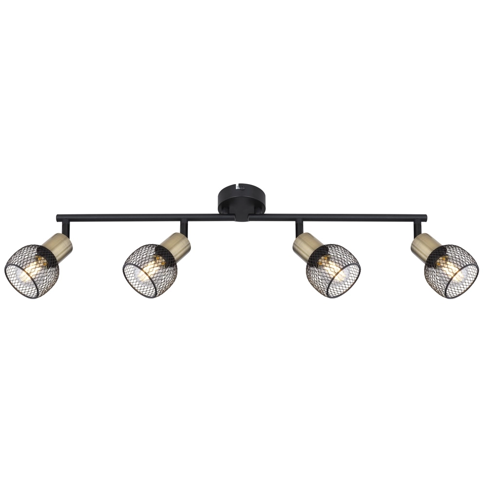 Lampe de plafond Fiastra 4 lumières noires avec maillage Globo 9007371418121