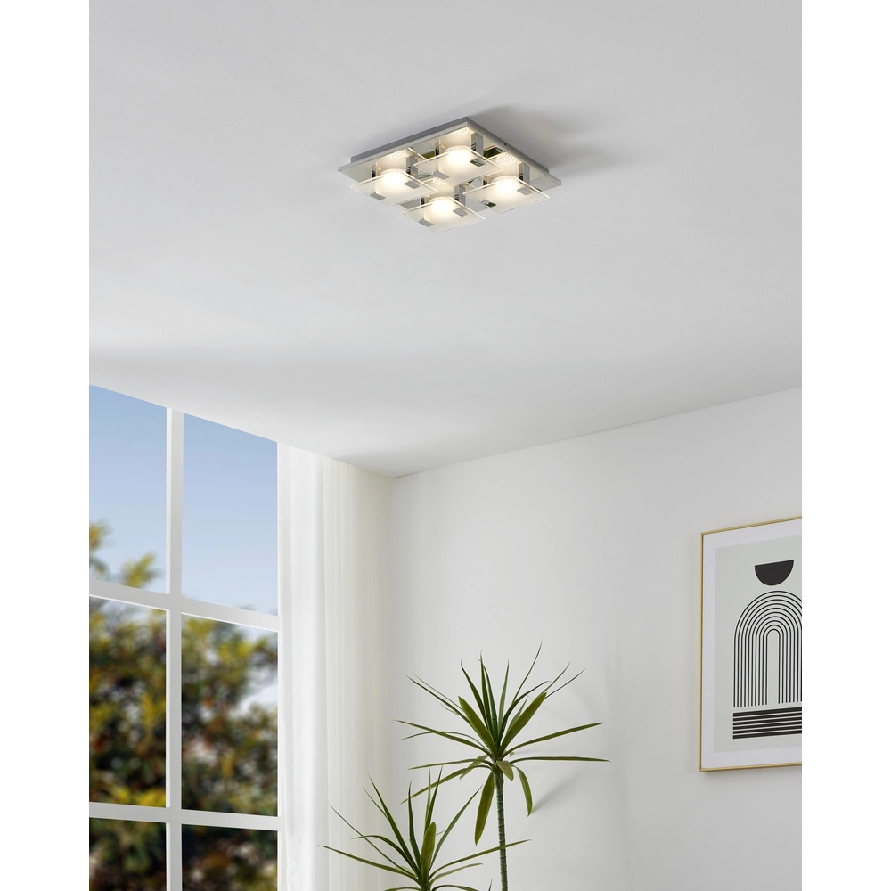Lampe de plafond moderne Vicaro Chrome à 4 lumières Eglo 9002759933142