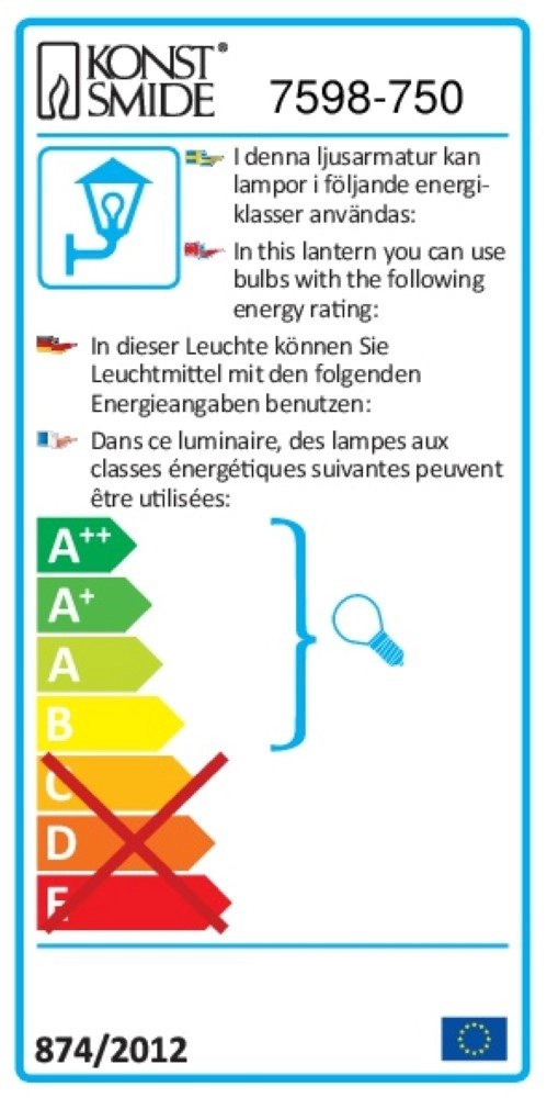 Spot mural Modena Pivotant noir KonstSmide 7318307598759