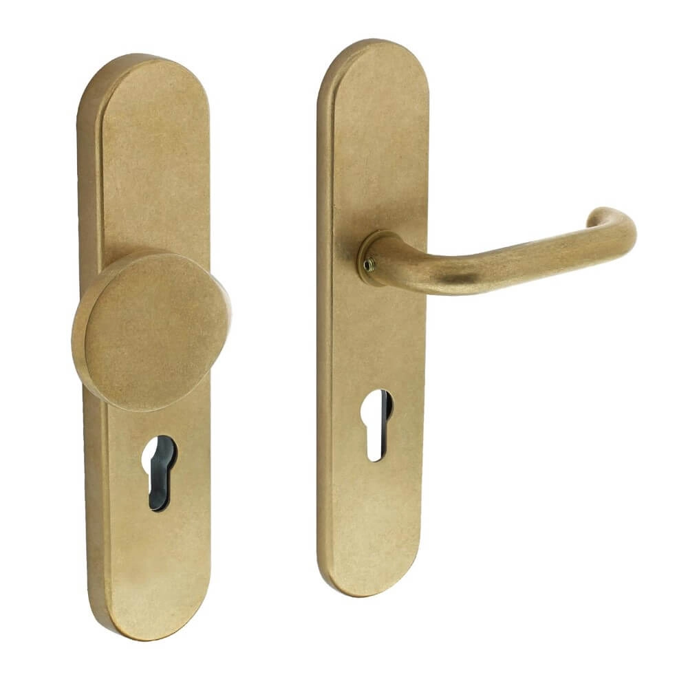 Ferrures de porte d’entrée Vurano PC72mm en laiton tambouriné