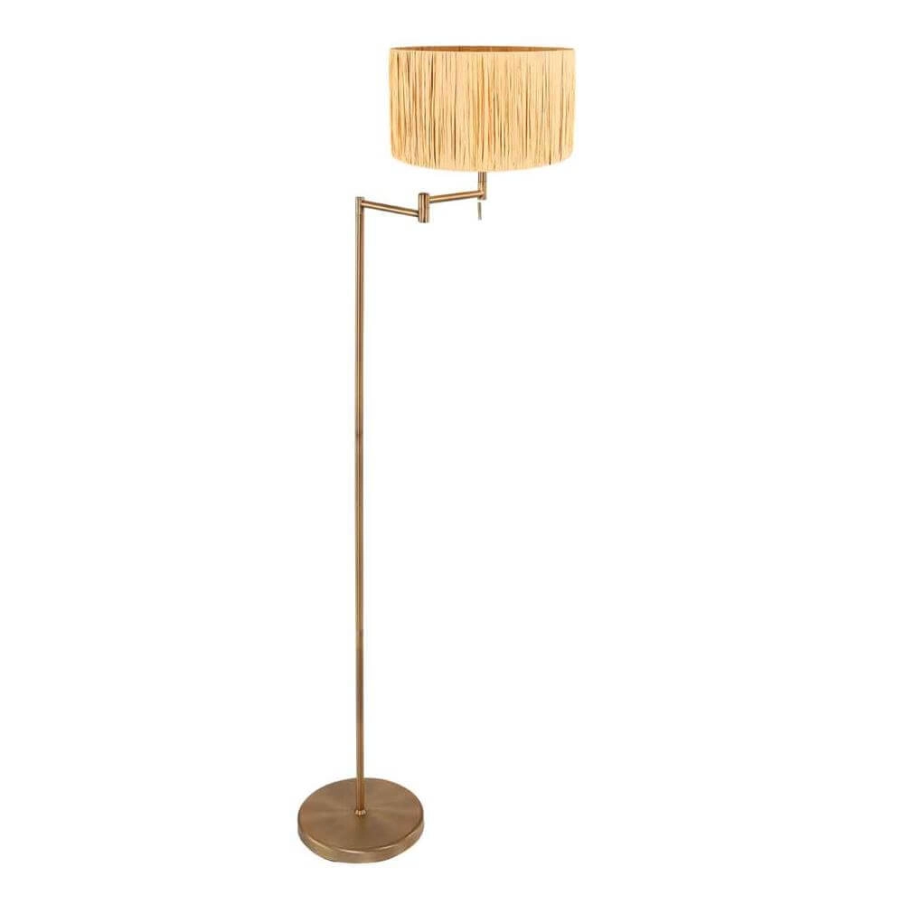 Lampadaire Bella bronze avec abat-jour de couleur paille