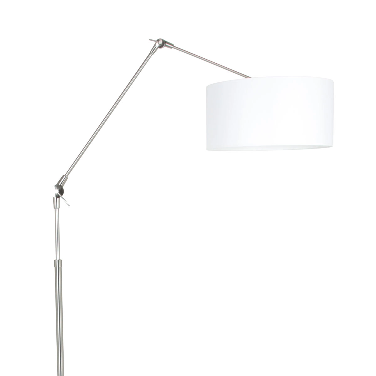 Lampe de lecture au sol Prestige Chic Acier inoxydable avec abat-jour en chintz blanc de 40 cm Steinhauer 8712746145700
