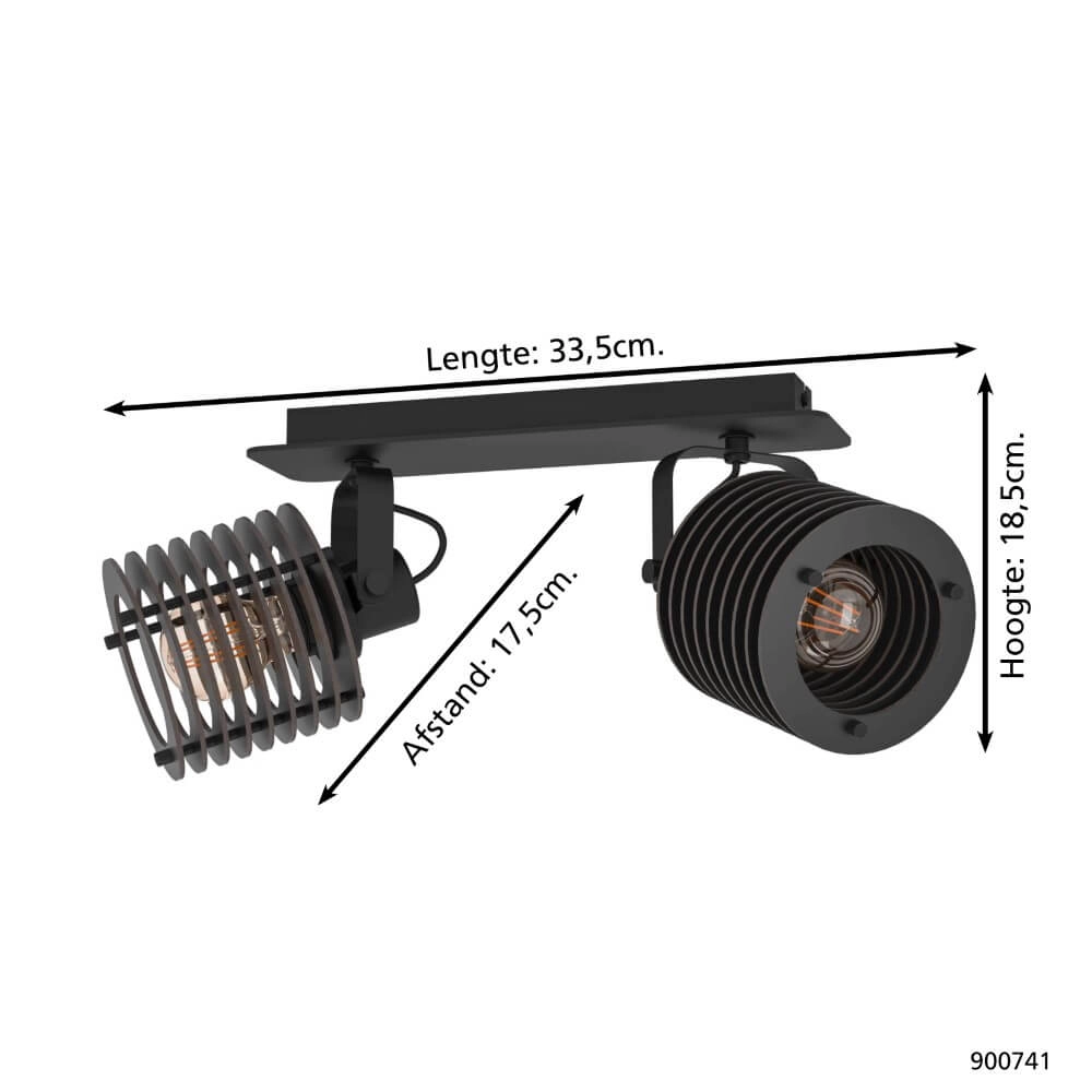 Spot de plafond industriel Segovia 2 lumières Eglo 9008606267156