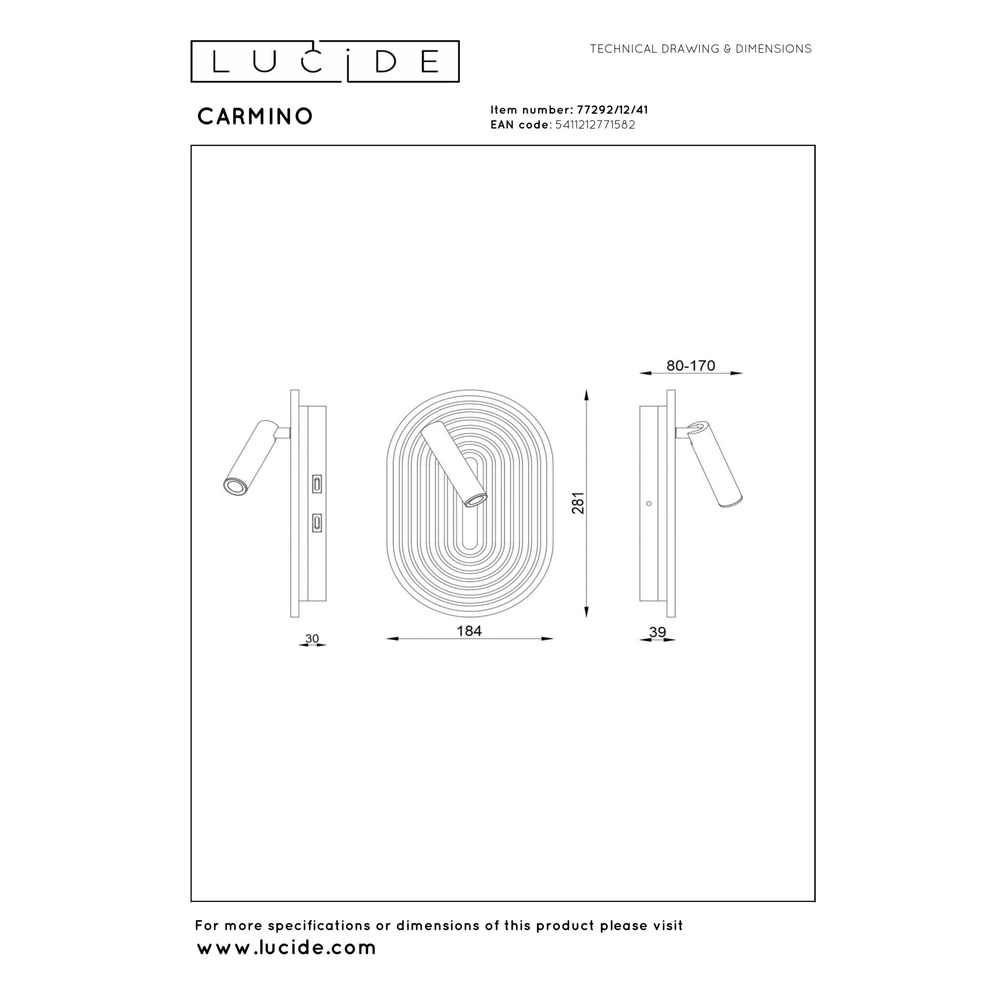 Lampe murale de conception Carmino taupe Lucide 5411212771582