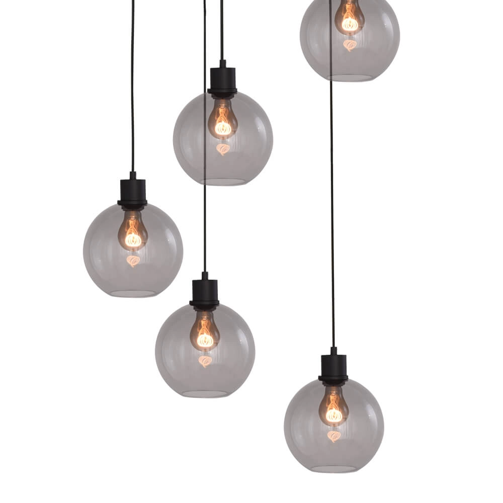 Lampe suspendue Vide Lazise 5x Ø 20cm noir Masterlight 8718121303550