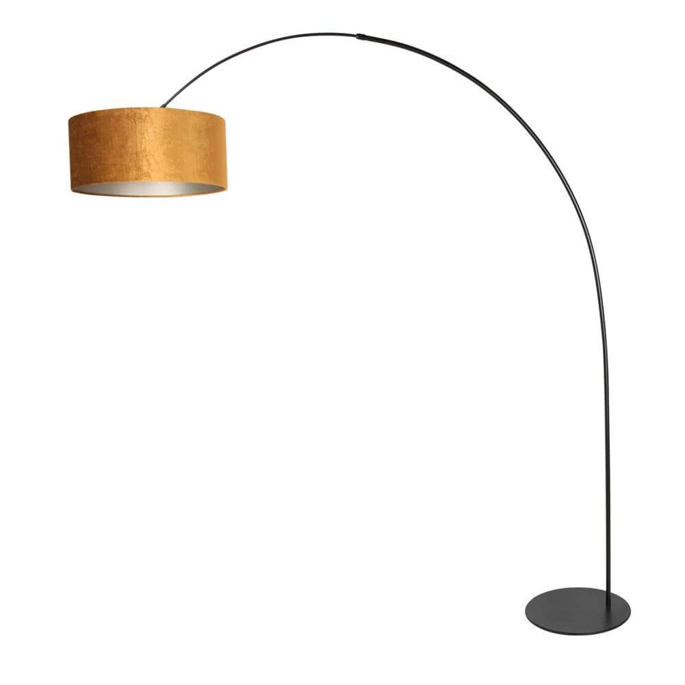 Lampadaire Curve noir avec abat-jour doré Ø 50cm Steinhauer 8712746179453