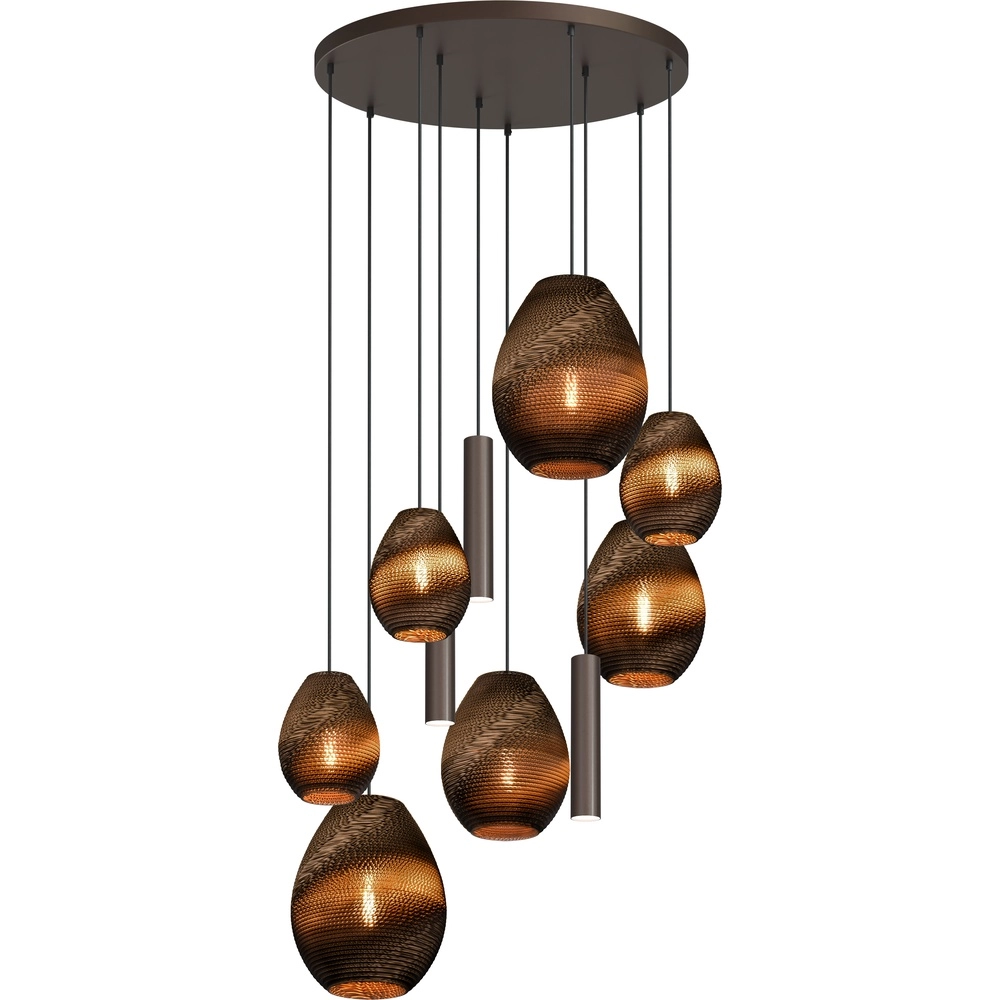 Lampe suspendue à 10 lampes Carta Pineapple Cacao à capuchon de papier de pensée