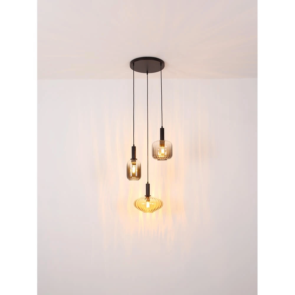Suspension Valletta avec verre coloré 3 lumières Globo 9007371455867