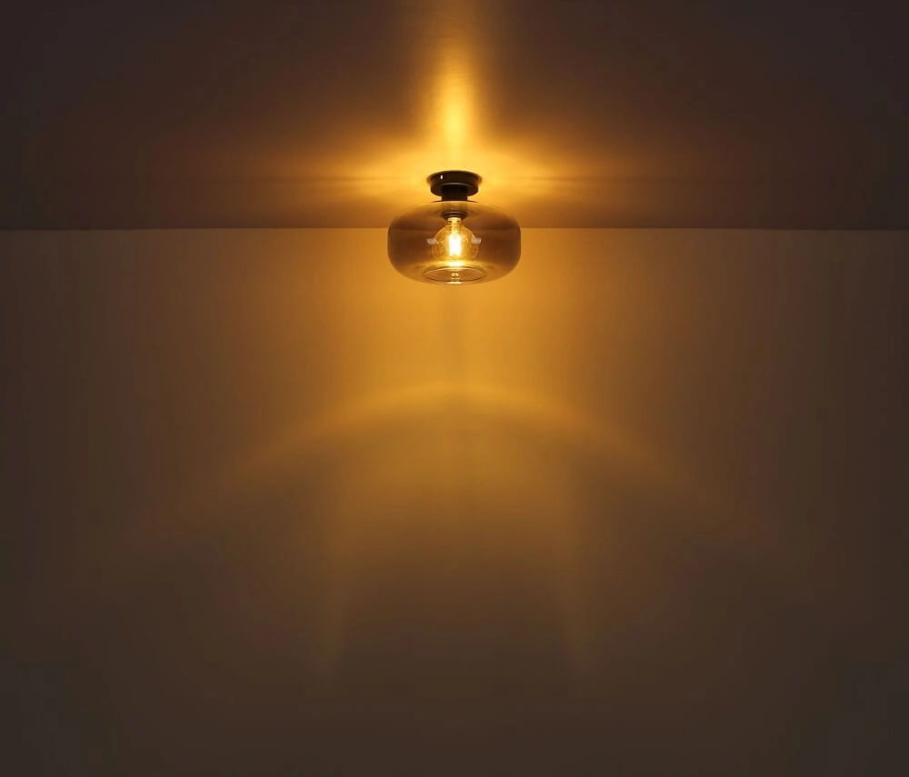 Plafonnier noir Giuseppe verre de fumée Globo 9007371432226