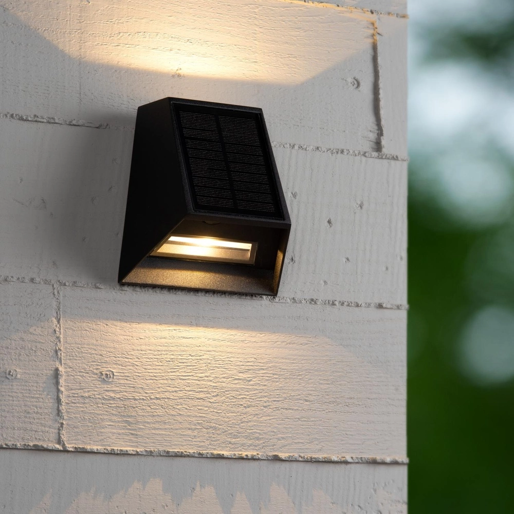 Lampe murale Luton Noir solaire Lucide 5411212152107
