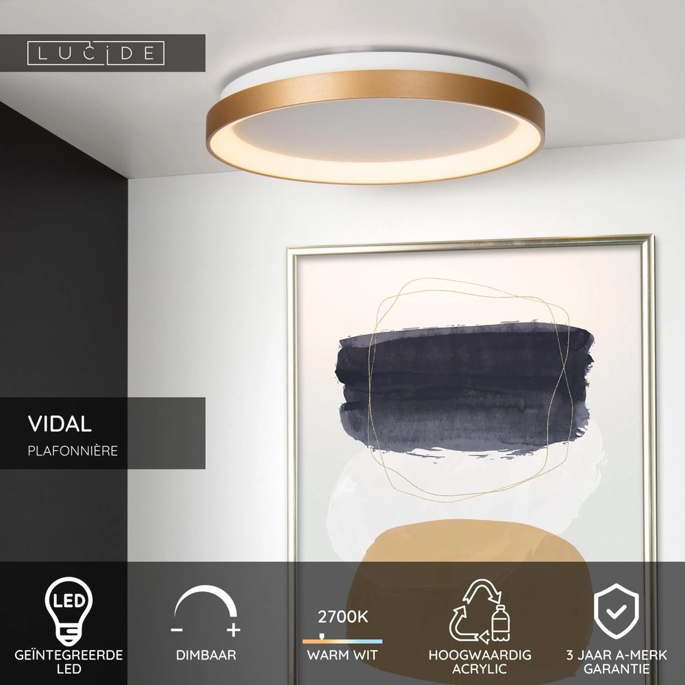 Éclairage de plafond Vidal Ø 48 cm d’or Lucide 5411212460837