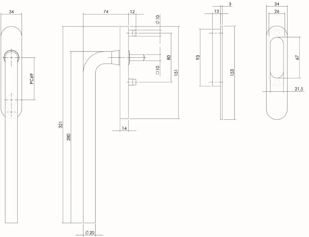 Quincaillerie de porte coulissante Slydo Acier inoxydable avec cylindre profilé Intersteel 8714186083932